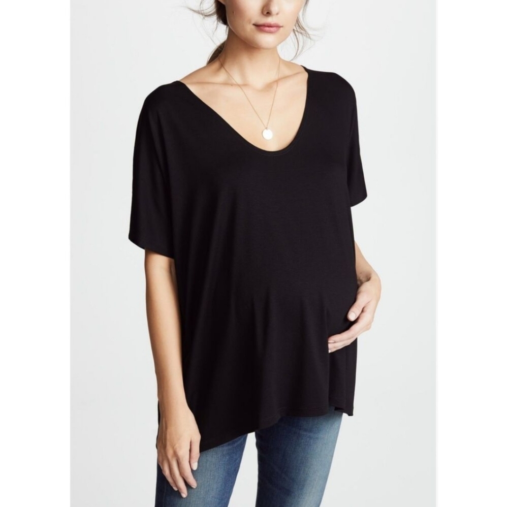 HATCH the Perfect Vee Top Relaxed Soft Maternity Black Shirt Casual Small